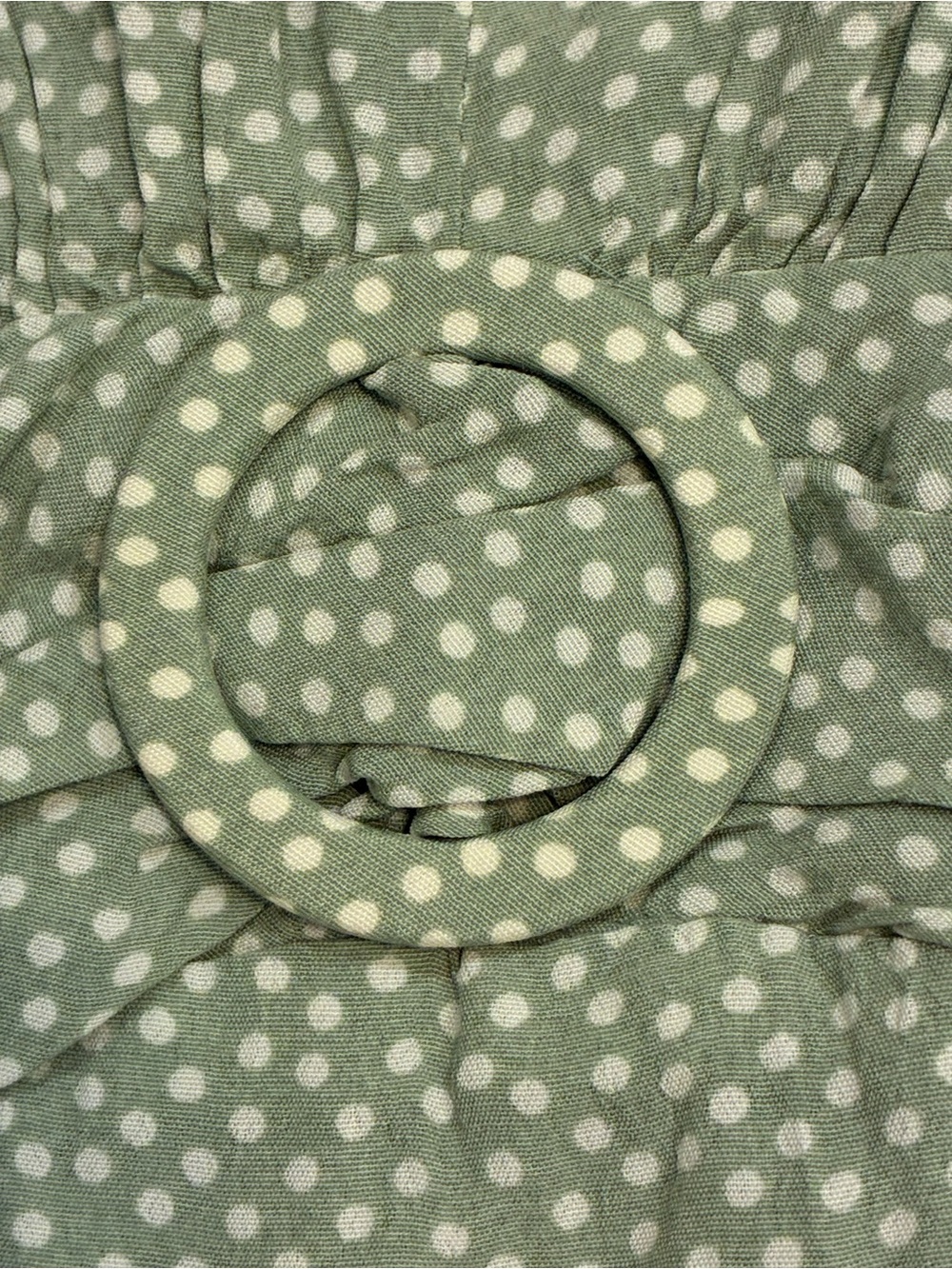 Coldwater Creek Sage Green Polka Dot Fit & Flare Midi Dress | Size 10 EUC - Picture 6 of 10